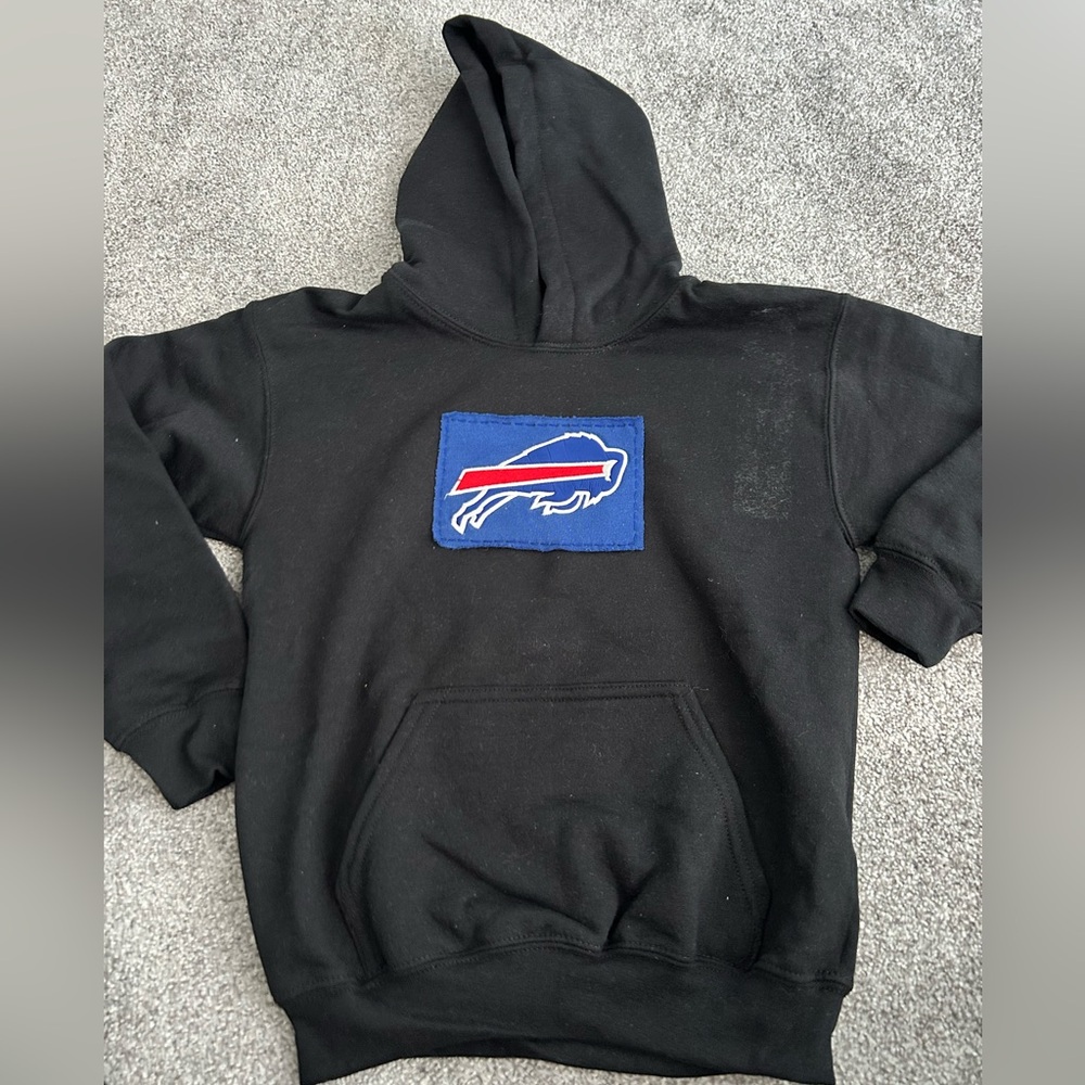 NFL Black Hoodie with Blue and Red Buffalo Patch